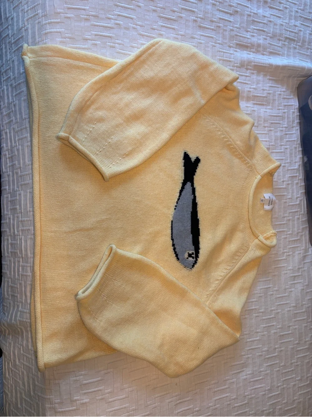 Yellow Knit Sweater with Fish Motif - Picture 2 of 3